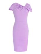 Choies Light Purple Twist Ruched Detail Back Slit Cap Sleeve Bodycon Dress