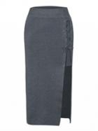 Choies Gray Lace Up Asymmetric Knit Pencil Skirt