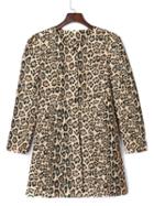 Choies Leopard Print Collarless Coat