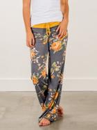 Choies Yellow Floral Print Drawstring Waist Wide Leg Pants