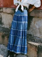 Choies Blue High Waist Floral Print Chic Women Maxi Skirt
