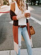 Choies Multicolor Stripe Open Front Long Sleeve Chic Women Longline Cardigan