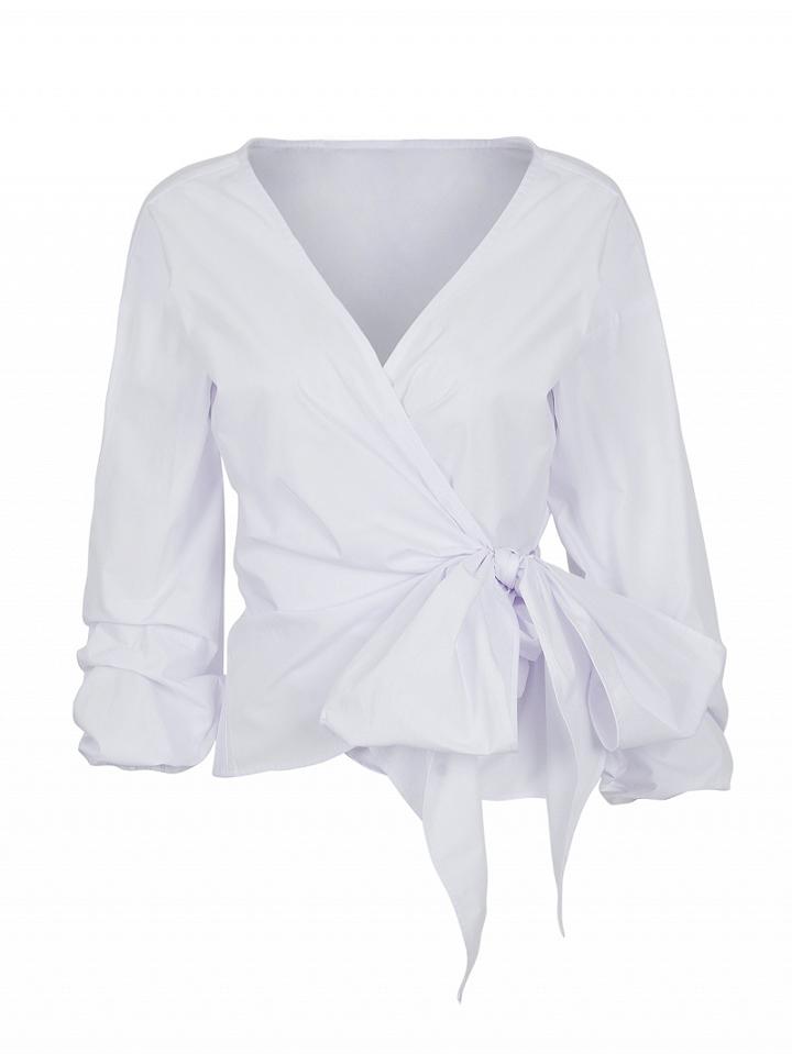 Choies White Wrap Tie Front Top