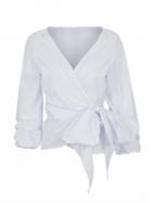 Choies White Wrap Tie Front Top