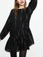 Choies Black Stripe Long Sleeve Mini Dress