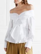 Choies White Off Shoulder Ruched Detail Long Sleeve Blouse