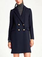 Choies Navy Blue Lapel Double-breasted Wool Blend Coat