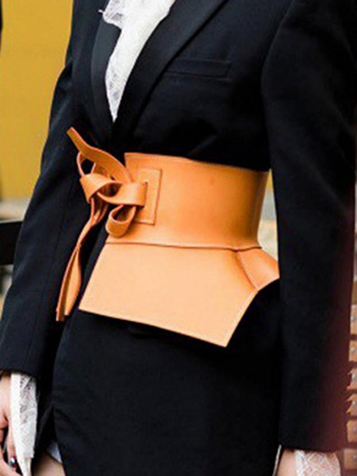 Choies Dark Khaki Pu Tie Detail Corset Waist Belt