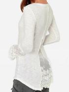 Choies White Lace Panel Button Front Long Sleeve Blouse