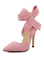 Choies Pink Detachable Bow Embellishment High Heeled Pumps