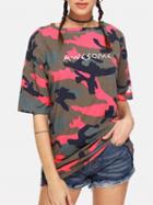 Choies Red Camouflage Letter Print Mini Dress