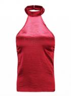 Choies Red Silky Choker Neck Sleeveless Top