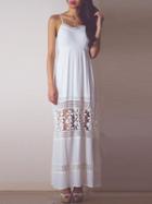 Choies White Lace Panel Spaghetti Strap Shift Maxi Dress