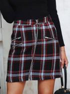 Choies Black Plaid High Waist Wool Blend Mini Skirt