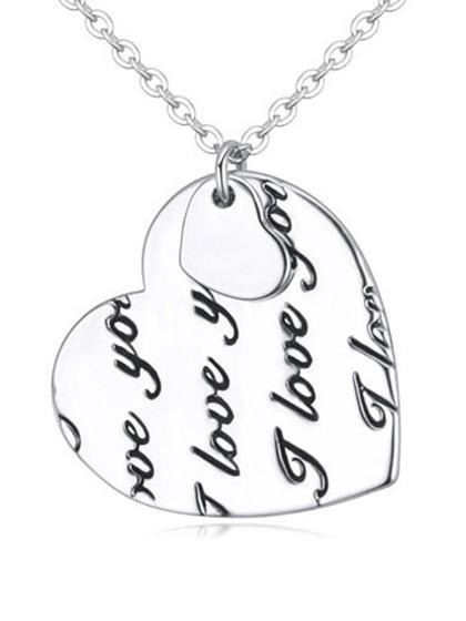 Choies Silver Letter Heart Drop Necklace