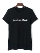 Choies Black Contrast Letter Print T-shirt