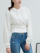 Choies White Long Sleeve Drawstring Hoodie