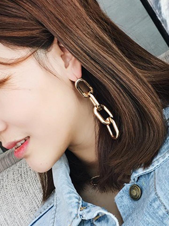 Choies Golden Link Drop Dangles Stud Earrings