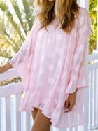 Choies Pink Ruffle Trim Oversized Dress And Cami Lining