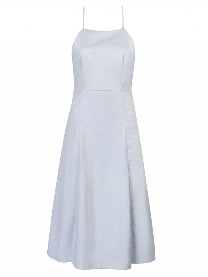 Choies Aquamarine Lace Up Back Split Front Cami Dress