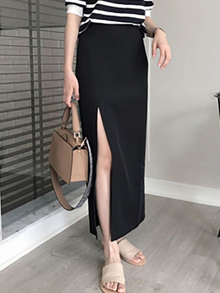 Choies Black High Waist Thigh Split Side Chic Women Maxi Skirt