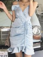 Choies Light Blue V-neck Tie Waist Chic Women Bodycon Cami Mini Dress