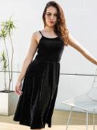 Choies Black Velvet Spaghetti Strap Lace Up Back Dress