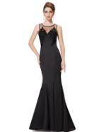 Choies Black Sheer Floral Applique Mermaid Bodycon Maxi Dress