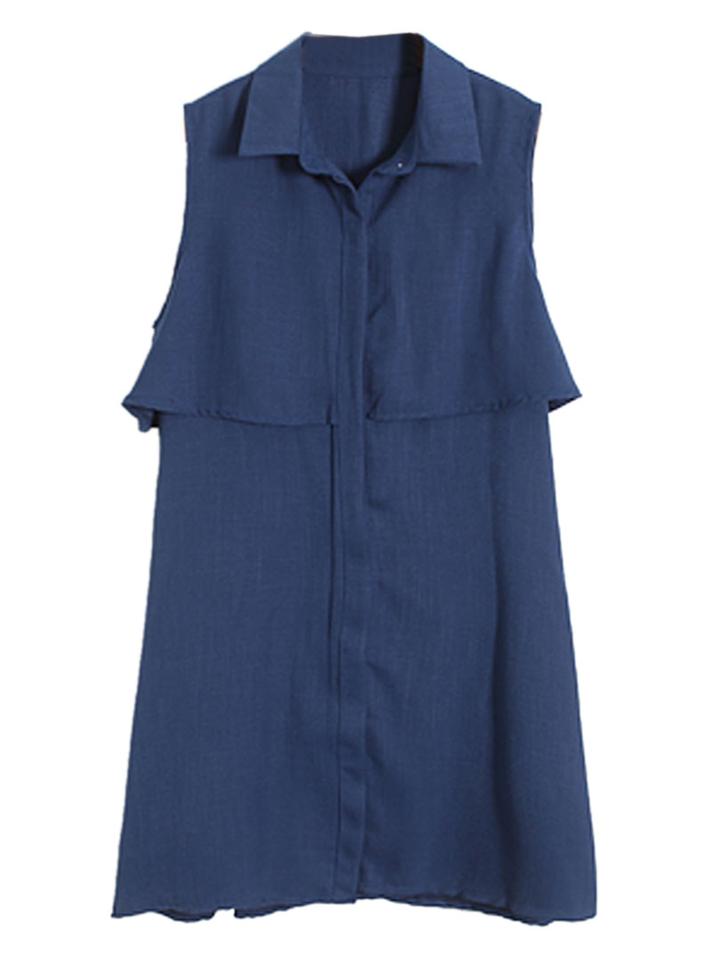 Choies Blue Sleeveless Character Back Shirt Dress
