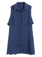 Choies Blue Sleeveless Character Back Shirt Dress