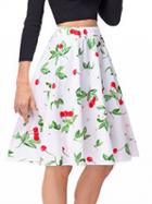 Choies White High Waist Cherry Print Skirt