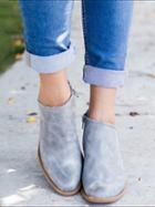 Choies Gray Zip Side Fastening Pointed Toe Pu Ankle Boots