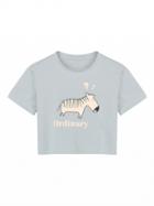 Choies Dark Sea Green Doubting Zebra And Letter Print Cropped Tee