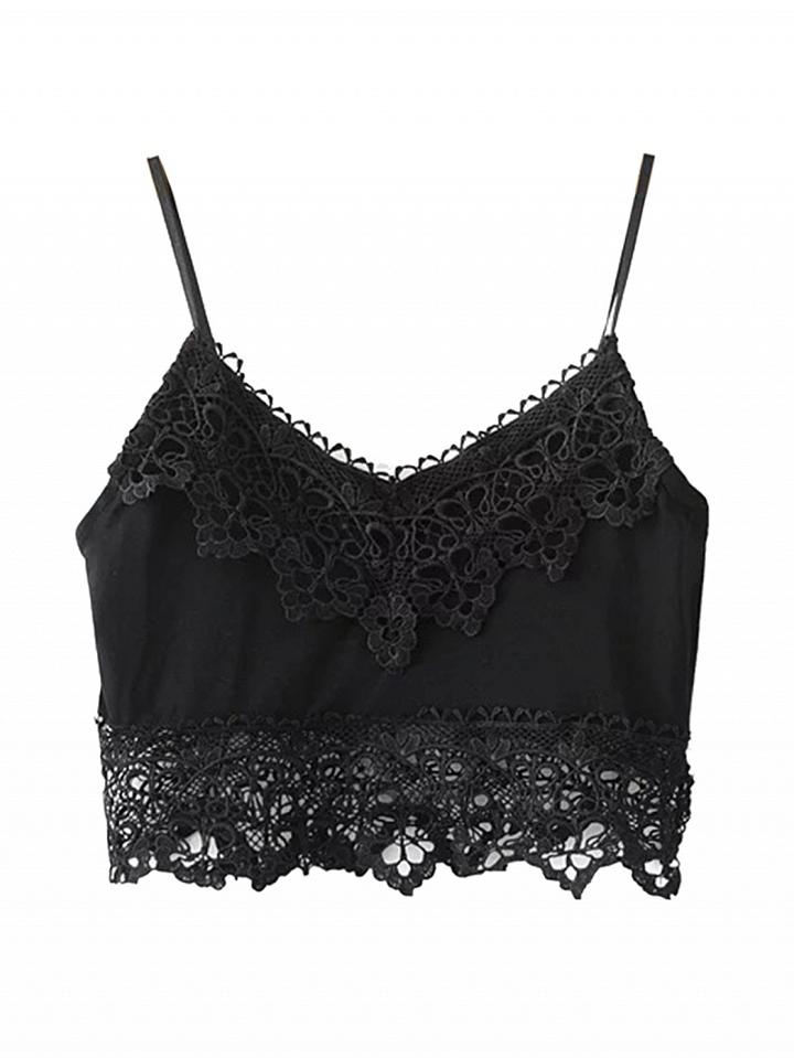 Choies Black V-neck Lace Paneled Cami Top