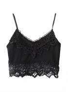 Choies Black V-neck Lace Paneled Cami Top