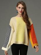 Choies Color Block Split Detail Long Sleeve Knit Sweater