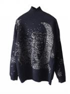 Choies Black High Neck Embroidery Long Sleeve Knit Sweater