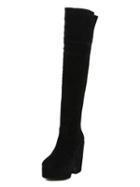 Choies Black Faux Suede Wedge Over Knee Boots
