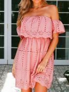 Choies Pink Off Shoulder Cut Out Detail Mini Dress
