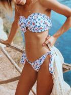 Choies Polychrome Bandeau Floral Print Women Bikini Top And Bottom