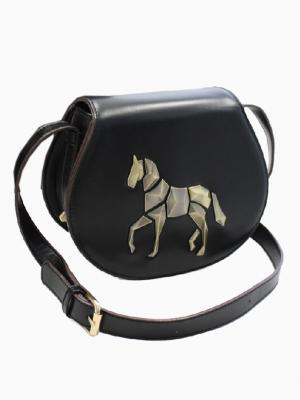 Choies Studded Horse Across Body Bag In Black