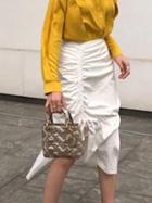 Choies White Cotton High Waist Fishtail Hem Chic Women Midi Skirt