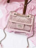 Choies Pink Buckle Detail Chain Strap Chic Women Sheer Cross Body Bag