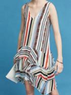 Choies Polychrome Stripe Cotton Blend V-neck Sleeveless Chic Women Mini Dress