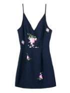 Choies Navy V-neck Spaghetti Strap Floral Bodycon Mini Dress