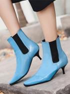Choies Blue Square Toe Heeled Ankle Boots