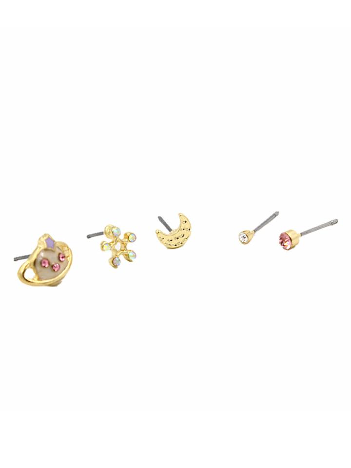 Choies Nude Jewel Planet Moon And Star Earring Pack