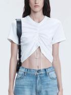 Choies White Drawstring Ruched Detail T-shirt