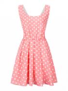 Choies Pink Polka Dot Bow Back Vest Skater Dress