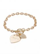 Choies Golden Crystal Embellished Heart Pendant Chain Bracelet